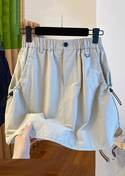 Jupes décontractées en coton taille haute avec poches gris clair pour l'été QE016