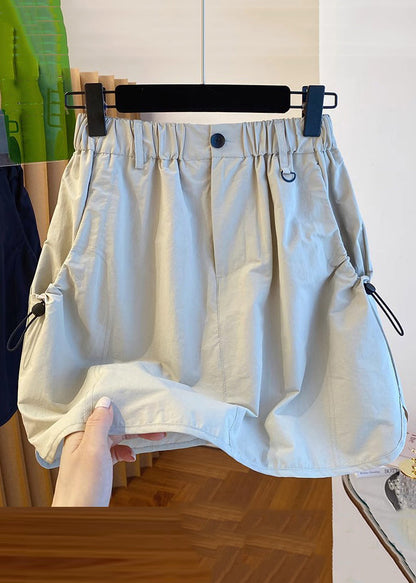 Jupes décontractées en coton taille haute avec poches gris clair pour l'été QE016