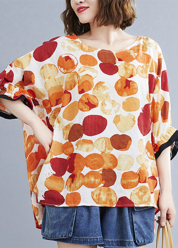 Casual Orange Dot Print T Shirt Summer GH1086