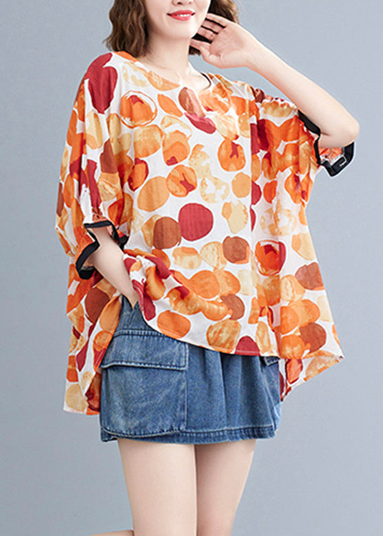 Casual Orange Dot Print T Shirt Summer GH1086