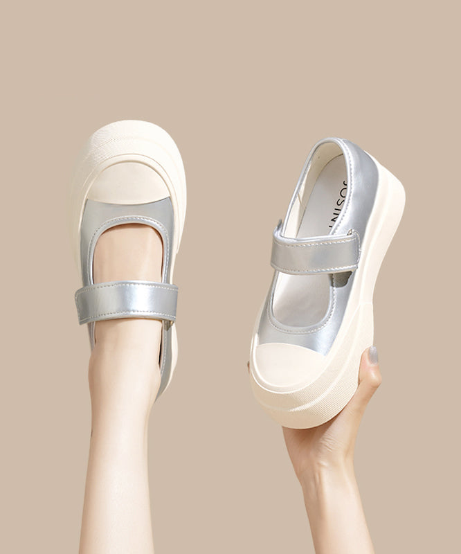Casual Pink Buckle Strap Splicing Platform Flat Feet Shoes YC031