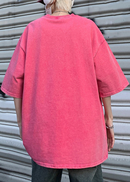 Hemden Halbarm Übergroße Rose T Print Casual Herren Baumwolle