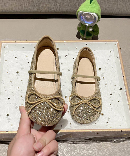 Lässige silberne Mädchen flache Schuhe mit Spitze und Schleife