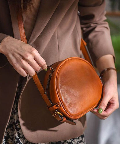 Bag CrossBody Solid Durable Leather Casual Round