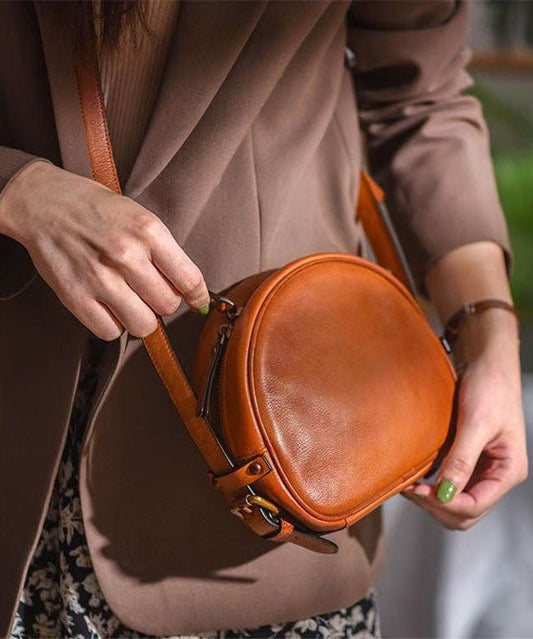 Bag CrossBody Solid Durable Leather Casual Round