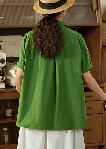 Top en coton surdimensionné vert décontracté pour l'été