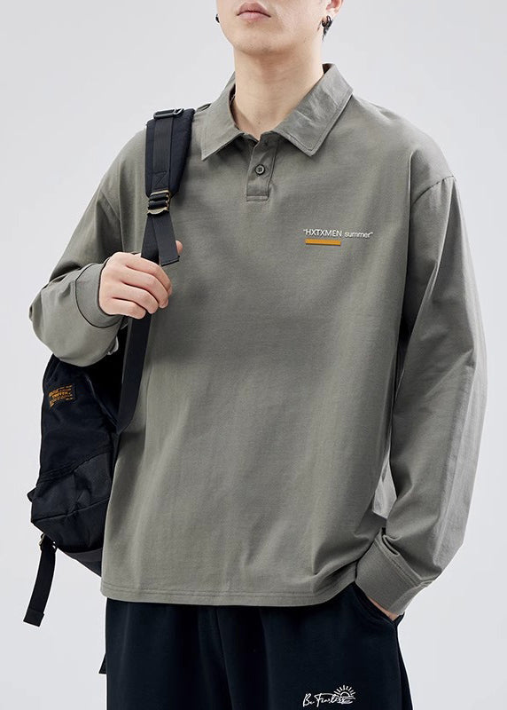 Polo décontracté en coton blanc imprimé pour homme, boutonné, TC019
