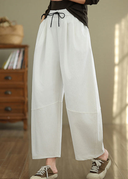 Pantalon décontracté en coton avec cordon de serrage et poches blanches pour l'automne QO048