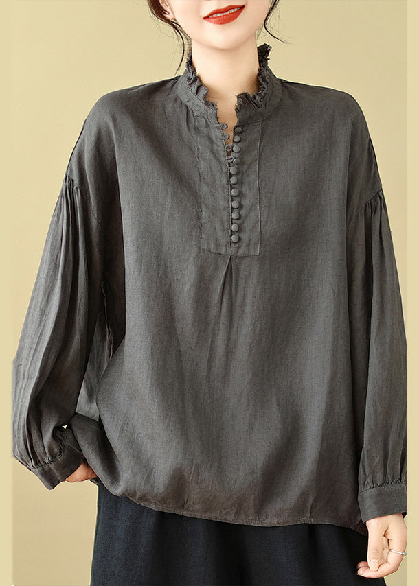 Chemise surdimensionnée en coton gris anthracite, printemps TM017