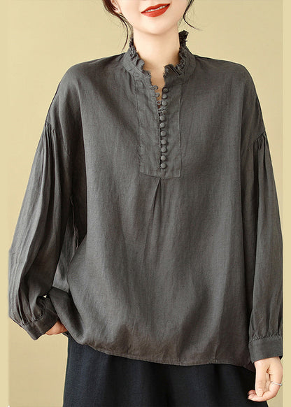 Chemise surdimensionnée en coton gris anthracite, printemps TM017