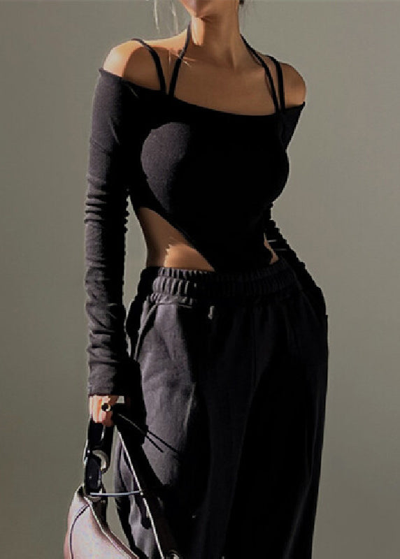 Cold Cami Schwarz Schicker Bodysuit Neckholder Schulter