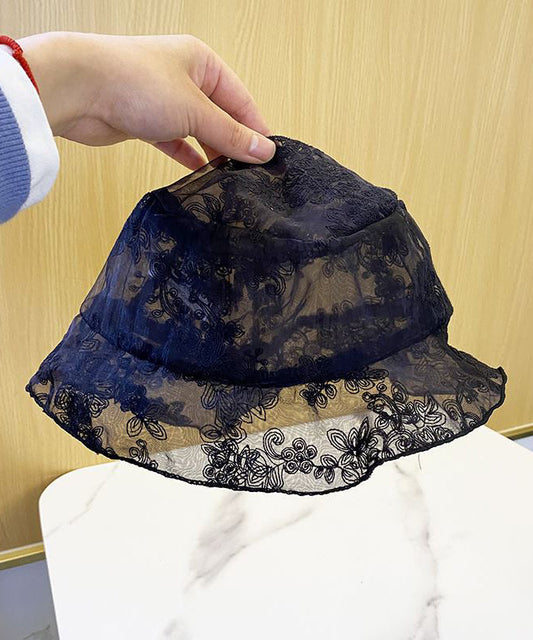 Lace Bucket Hat Black Embroidered Chic