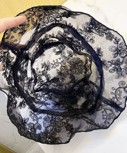 Lace Bucket Hat Black Embroidered Chic