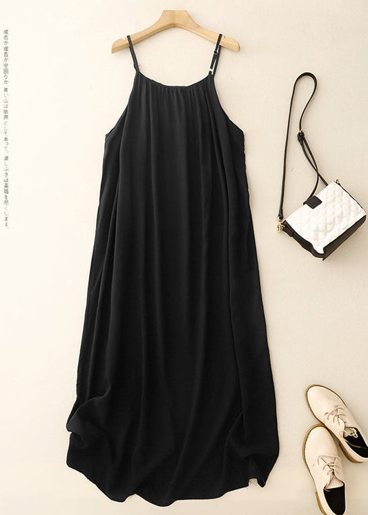 Strap Chiffon Schwarz Chic Kleid Übergroßen Sommer