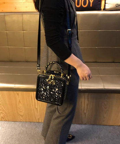 Leather Calf Mini Chic Zircon Black Bag Versatile