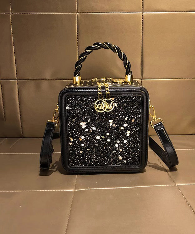Leather Calf Mini Chic Zircon Black Bag Versatile