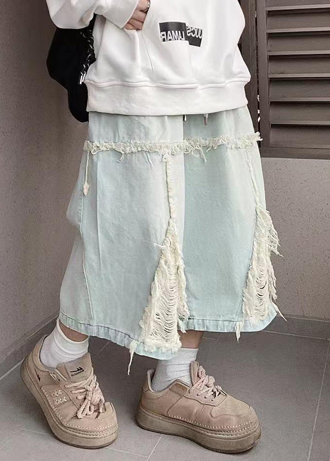 Männer Blau Shorts Chic Loch Sommer Denim Elastische