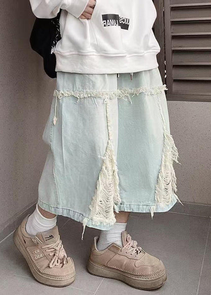 Männer Blau Shorts Chic Loch Sommer Denim Elastische