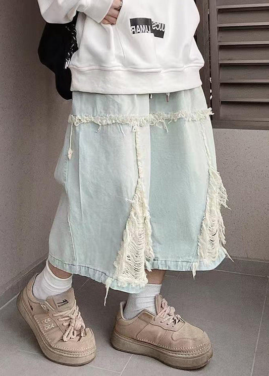 Männer Blau Shorts Chic Loch Sommer Denim Elastische