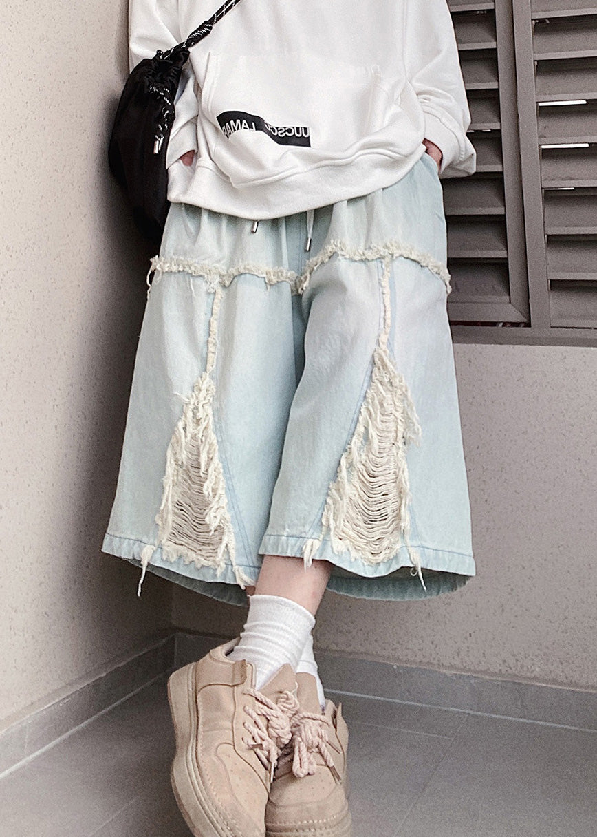 Männer Blau Shorts Chic Loch Sommer Denim Elastische