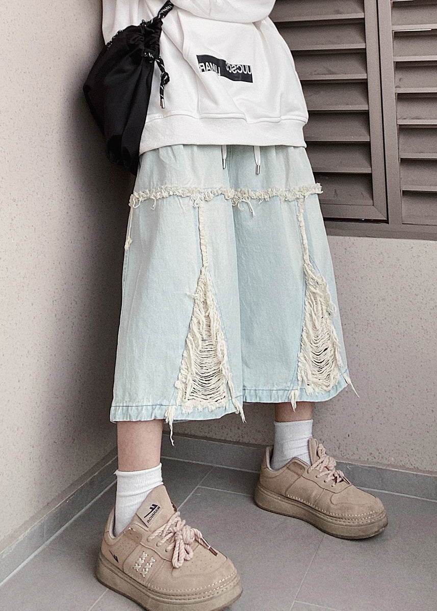 Männer Blau Shorts Chic Loch Sommer Denim Elastische