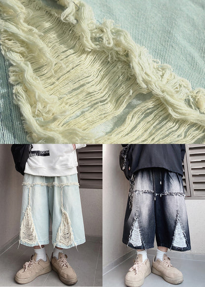 Männer Blau Shorts Chic Loch Sommer Denim Elastische