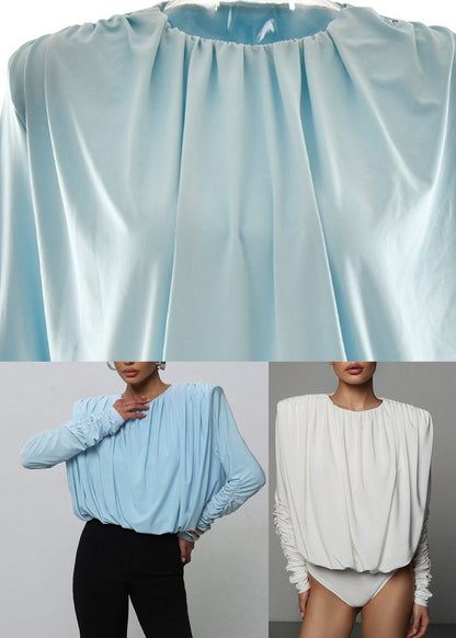 Schicker Bodysuit Blau Herbst Rückenfrei O-Ausschnitt