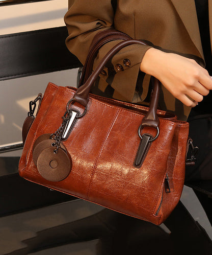 Sac à main fourre-tout chic en similicuir marron avec chaîne UU1093