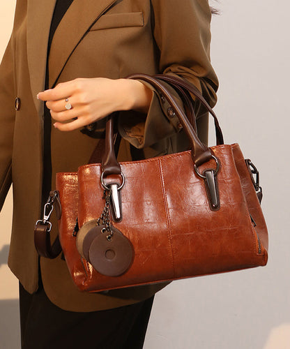 Sac à main fourre-tout chic en similicuir marron avec chaîne UU1093