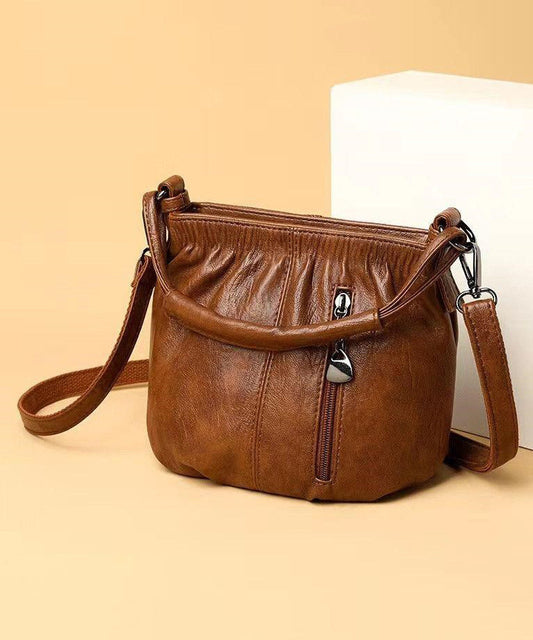 Versatile Leather Chic Shoulder Brown Faux Bag