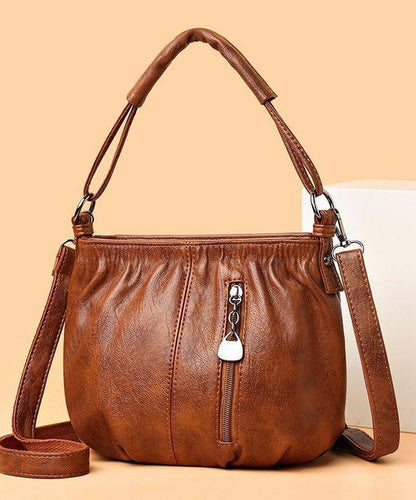 Versatile Leather Chic Shoulder Brown Faux Bag