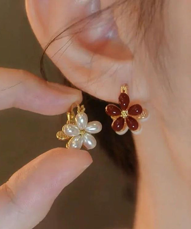 Schicke Gold Kupfer Overgild Floral Creolen YX017