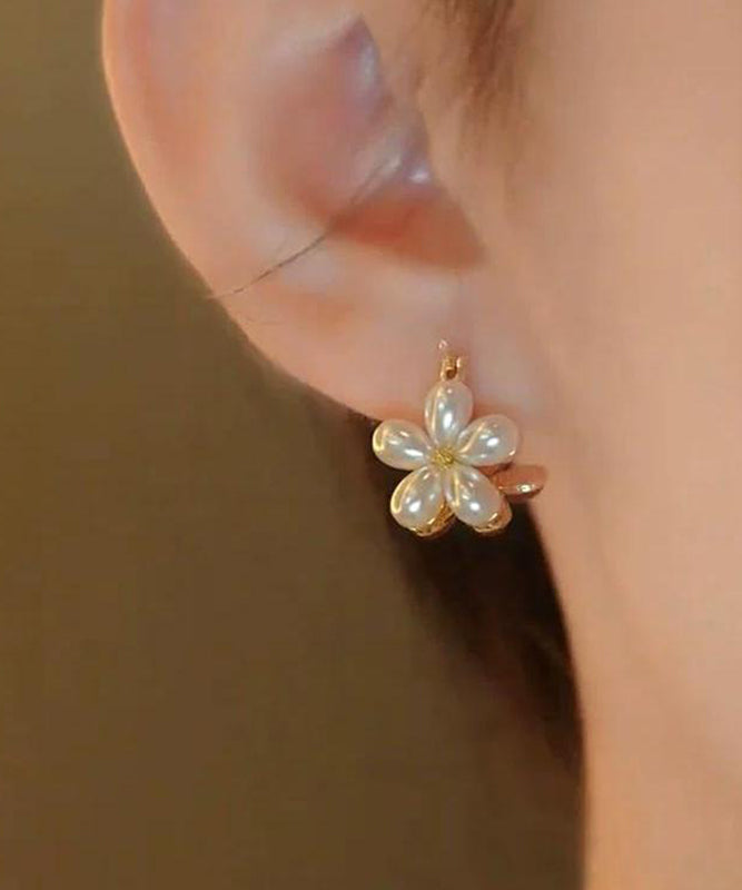 Schicke Gold Kupfer Overgild Floral Creolen YX017