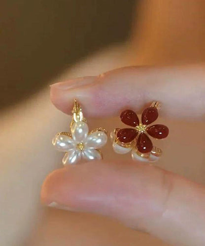 Schicke Gold Kupfer Overgild Floral Creolen YX017