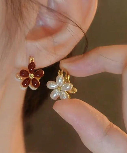 Schicke Gold Kupfer Overgild Floral Creolen YX017