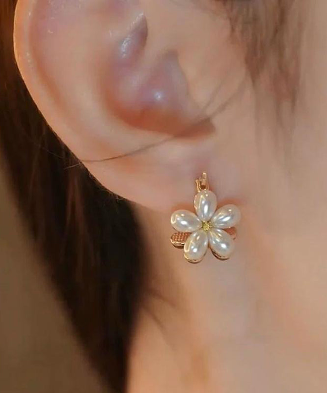 Schicke Gold Kupfer Overgild Floral Creolen YX017