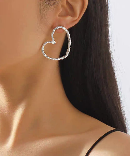 Chic Gold Metal Alloy Love Hoop Earrings YI013