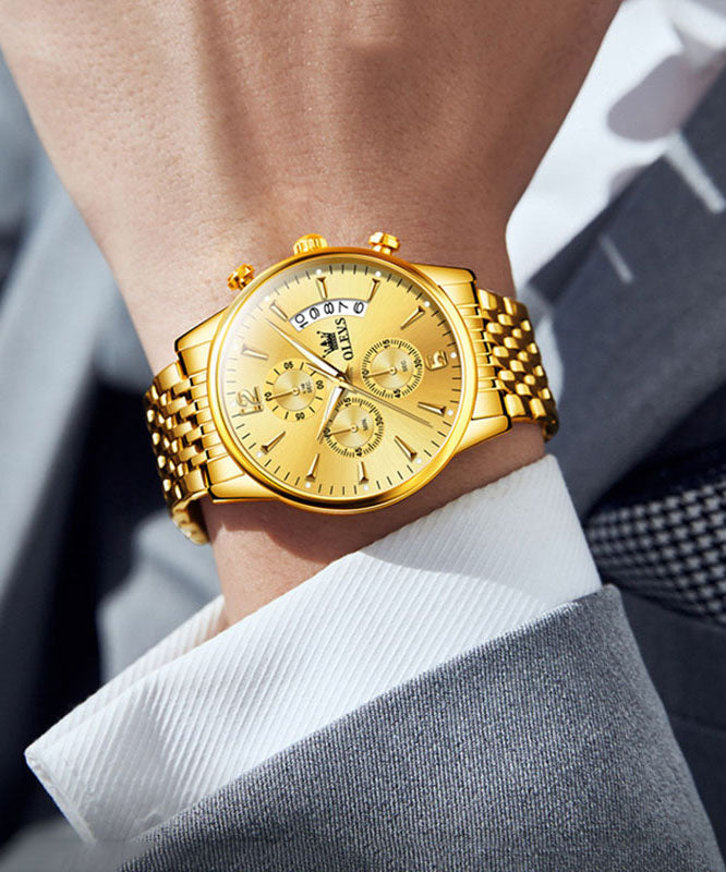 Gold Uhren Stahl Maschinen Bewegung Edelstahl Chic Quarz