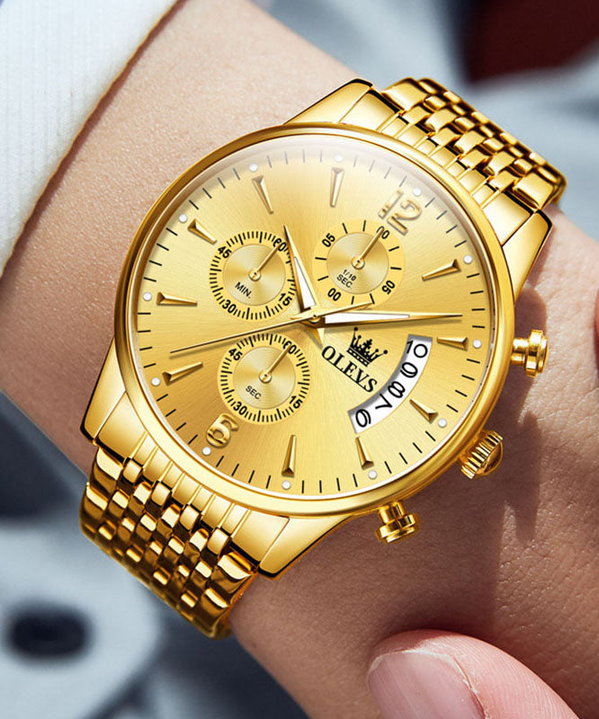 Gold Uhren Stahl Maschinen Bewegung Edelstahl Chic Quarz