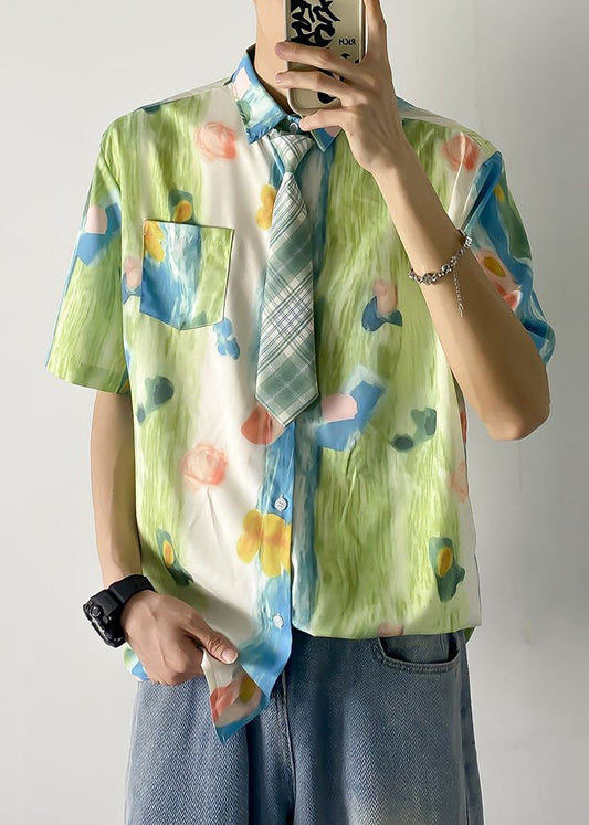 Hemden Grün Baumwolle Print Herren Pan Kragen Peter Chic Taschen