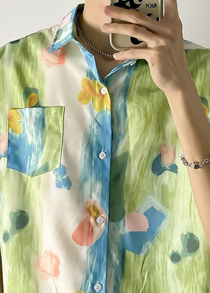 Hemden Grün Baumwolle Print Herren Pan Kragen Peter Chic Taschen