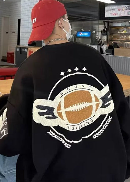 Sweat-shirt ample kaki chic à col rond et patchwork en polaire chaude pour homme, collection hiver EQ017