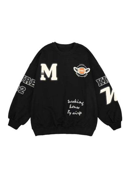 Sweat-shirt ample kaki chic à col rond et patchwork en polaire chaude pour homme, collection hiver EQ017