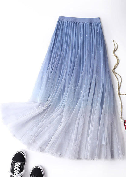 Chic Navy Gradient Color High Waist Tulle Skirts Summer Ada Fashion