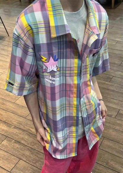 Chemise d'été en coton pour homme, col à carreaux, poches, Peter Chic Pan