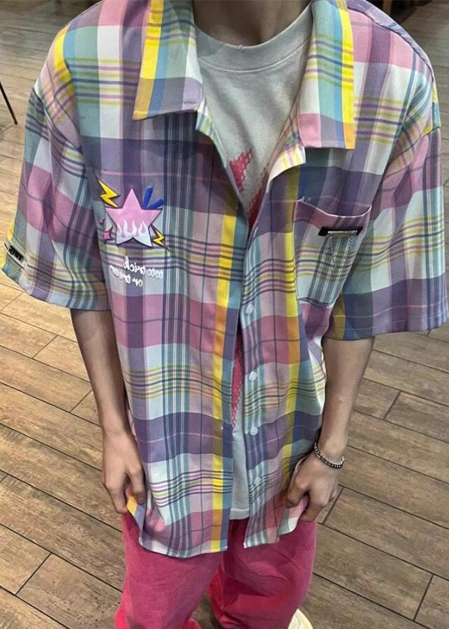 Chemise d'été en coton pour homme, col à carreaux, poches, Peter Chic Pan