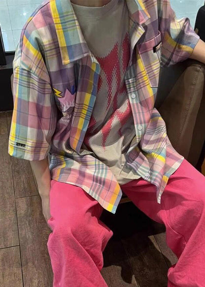 Chemise d'été en coton pour homme, col à carreaux, poches, Peter Chic Pan