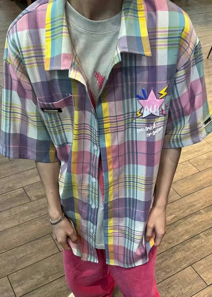 Chemise d'été en coton pour homme, col à carreaux, poches, Peter Chic Pan