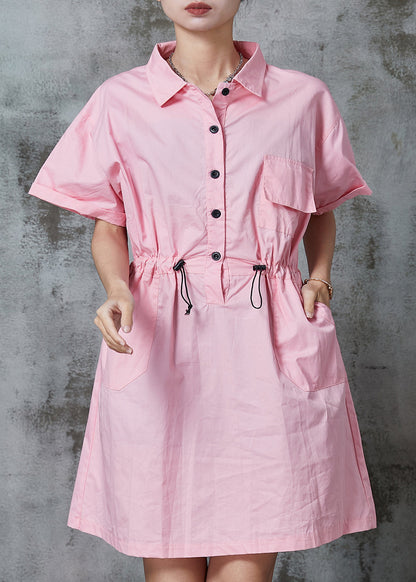 Robe de vacances cintrée en coton rose chic été AL1013