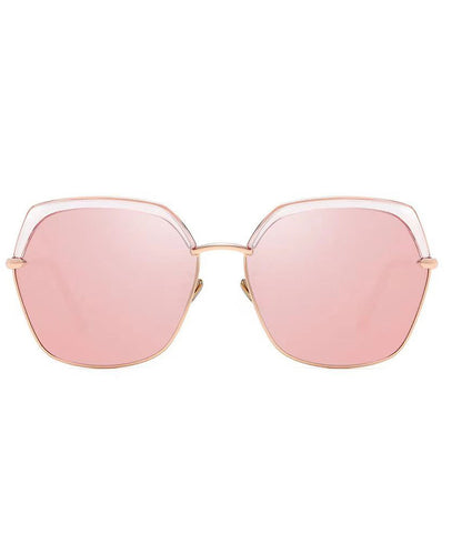 Schicke rosa Sonnenbrille mit Sonnenschutz und großem Rahmen und rundem Gesicht XS1062